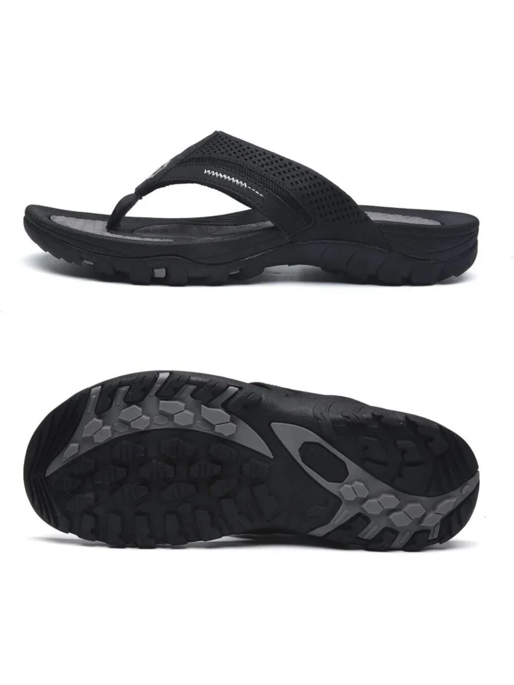 Men's All Black Flip-flops Thongs Sandals Durable Comfort Slippers For Casual